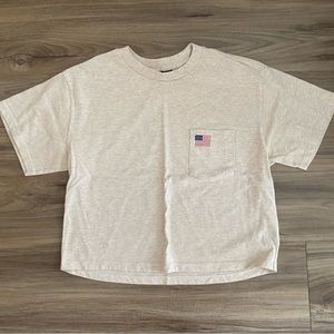 Beige Crop Too American Flag T-shirt size M
